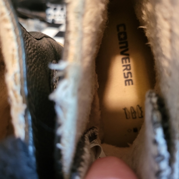 Converse Allstar Grey Leather Faux Fur Hi Storm~LNEUC (Mens7) Unisex (Wmn9) - Picture 10 of 11